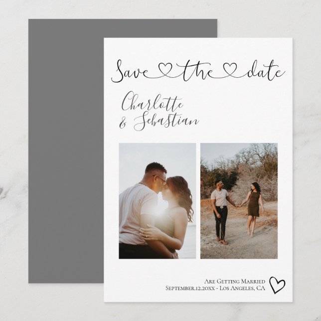 Spara vår handskriven Hjärtfoto för Personlig av d Datumet (Fram/baksida)