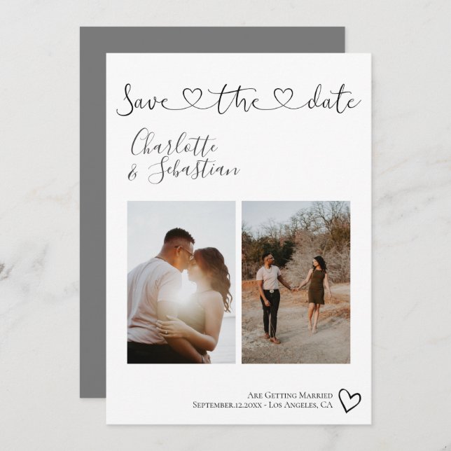 Spara vår handskriven Hjärtfoto för Personlig av d Spara Datumet (Fram/baksida)