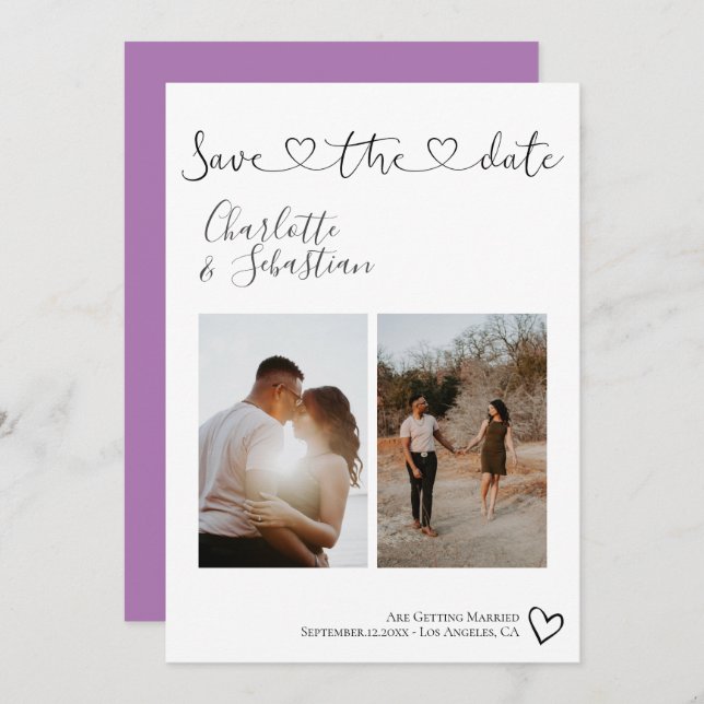 Spara vår handskriven Hjärtfoto för Personlig av d Spara Datumet (Fram/baksida)