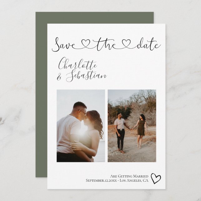 Spara vår handskriven Hjärtfoto för Personlig av d Spara Datumet (Fram/baksida)