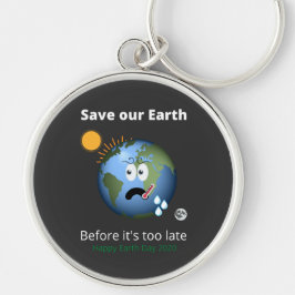 Spara vår jord rund silverfärgad nyckelring