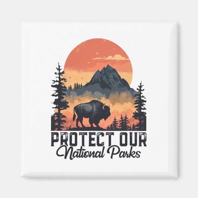 Spara Vår nationella Parker Resistservice Bison Bu Magnet (Framsidan)