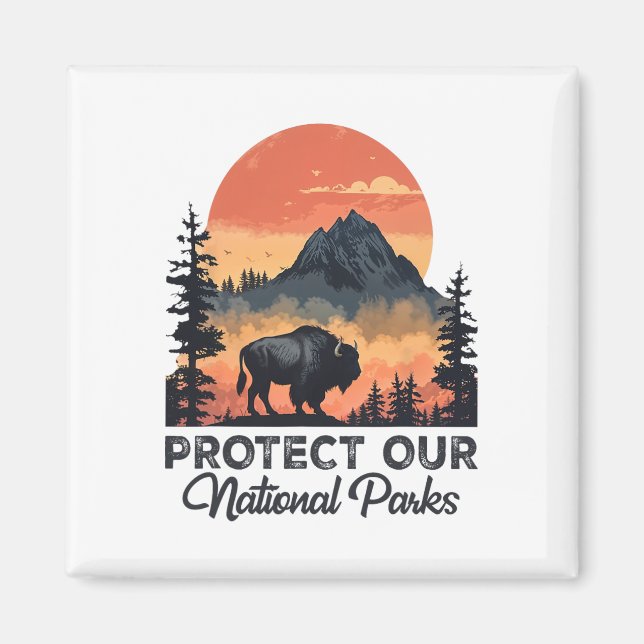 Spara Vår nationella Parker Resistservice Bison Bu Magnet (Framsidan)