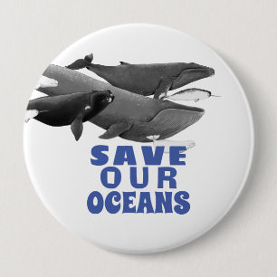 Spara Vår Oceans Environmental Art Whale Knapp