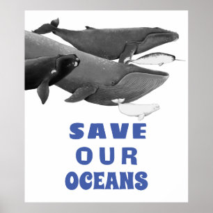 Spara Vår Oceans Environmental Art Whale Poster