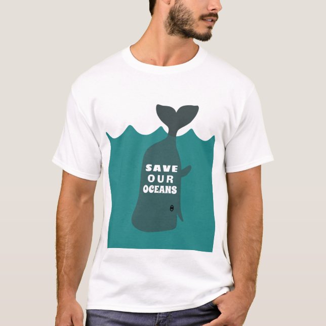 Spara Vår Oceans Environmental Art Whale T Shirt (Framsida)
