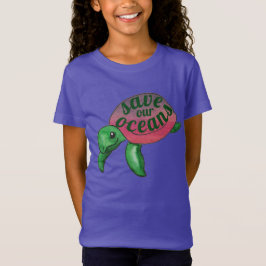 Spara Vår Oceans Lila Sea Turtle T-Shirt