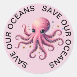 Spara vår Oceans Octopus Stickers Runt Klistermärke