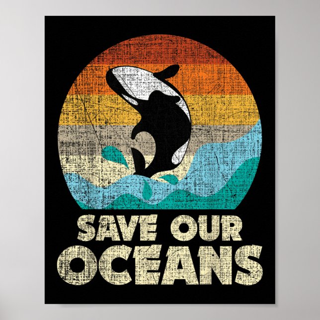 Spara Vår Oceans Orca Whale - Earth Day&amp; Clima Poster (Framsidan)