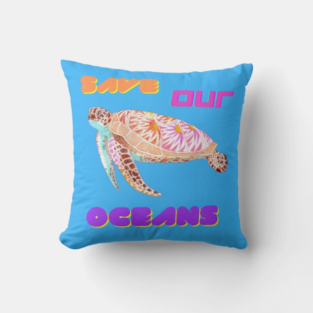 Spara vår Oceans Turtle Kudde (Framsida)