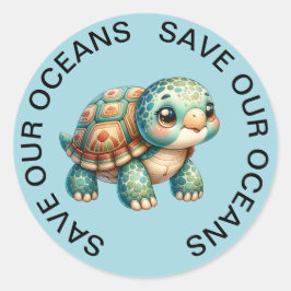 Spara vår Oceans Turtle Stickers Runt Klistermärke
