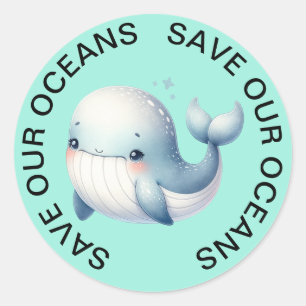 Spara vår Oceans Whale Stickers Runt Klistermärke