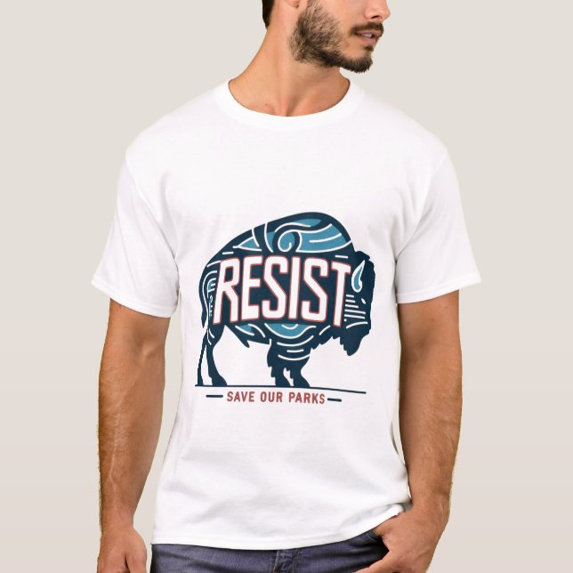 Spara Vår Parker Retro Bison fortsätter att vara m T Shirt (Framsida)