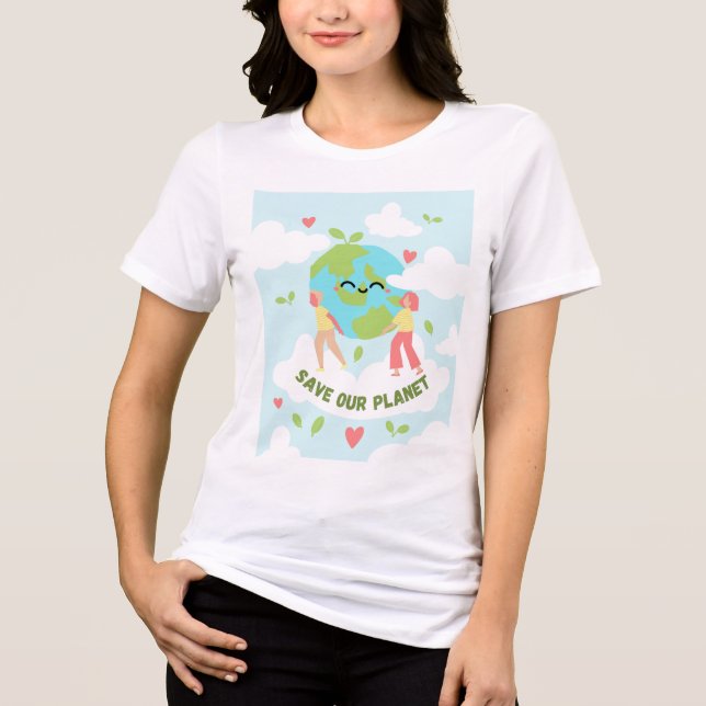 Spara vår planet - Miljövänlig naturkonst T Shirt (Framsida)