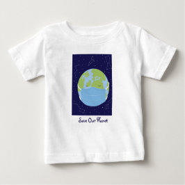 Spara Vår planet Rymden Earth Stars Grönt Blue T Shirt