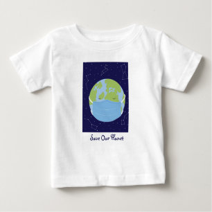 Spara Vår planet Rymden Earth Stars Grönt Blue T Shirt