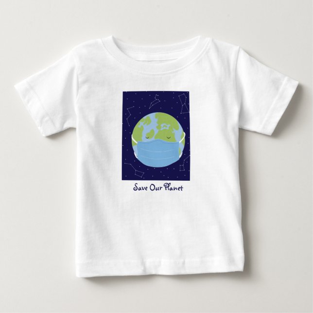 Spara Vår planet Rymden Earth Stars Grönt Blue T Shirt (Framsida)