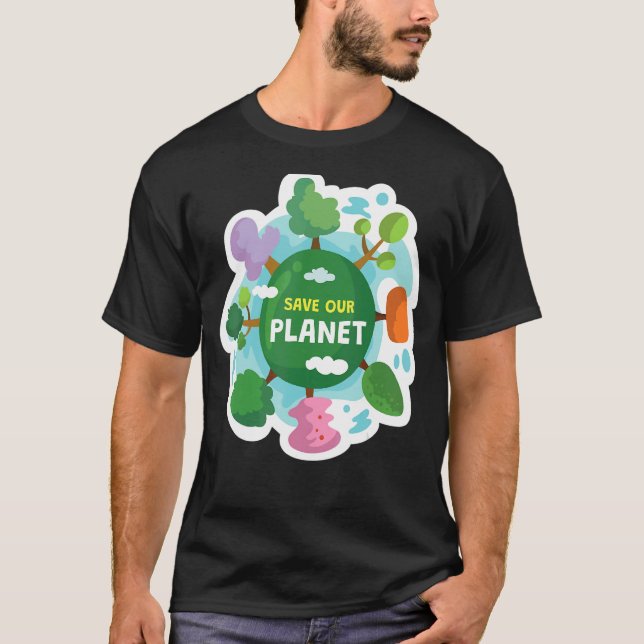 Spara Vår planets Grönt Energi - hälsosam miljö E T Shirt (Framsida)