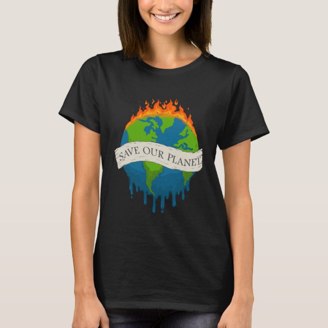 Spara Vår planets Spara Vår startjorddag 1 T Shirt (Framsida)