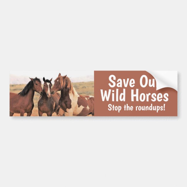 Spara vår Vild Horses Bumper Sticker Bildekal (Framsidan)
