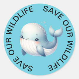 Spara vår Wildlife Blue Whale Stickers Runt Klistermärke
