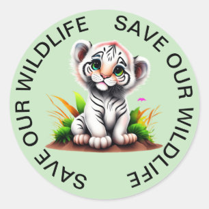 Spara vår Wildlife Snö Leopard Stickers Runt Klistermärke