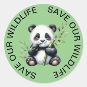 Spara vår Wildlife Stickers, Panda Graphic Runt Klistermärke