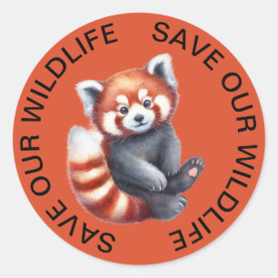 Spara vår Wildlife Stickers, Red Panda Graphic Runt Klistermärke