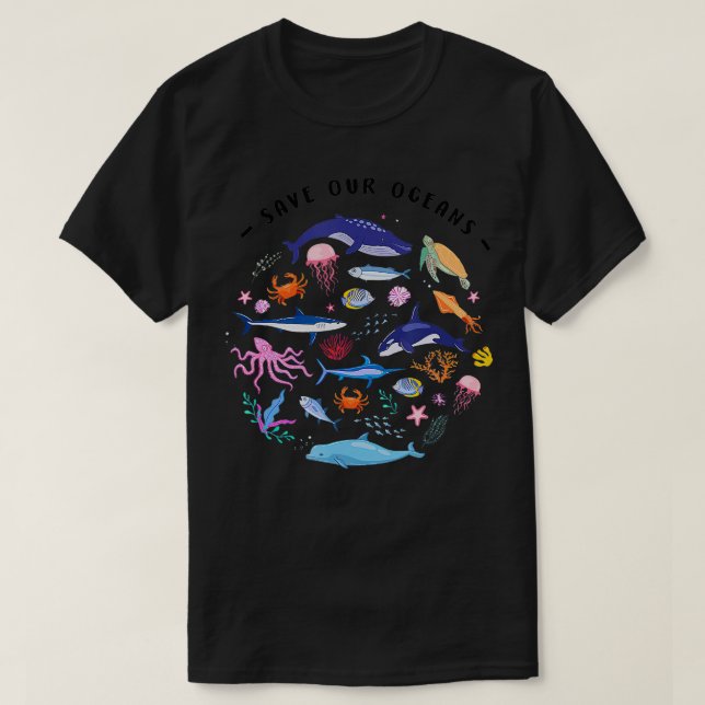 Spara Våra hav Sea CreatSea Animals Pro T Shirt (Design framsida)