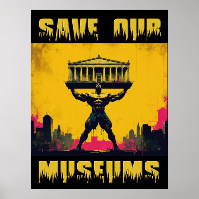 Spara våra museer Poster stort - arkivutskrift (Framsidan)