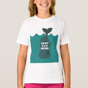 Spara våra oceaners miljökonst Whale Kids T Shirt
