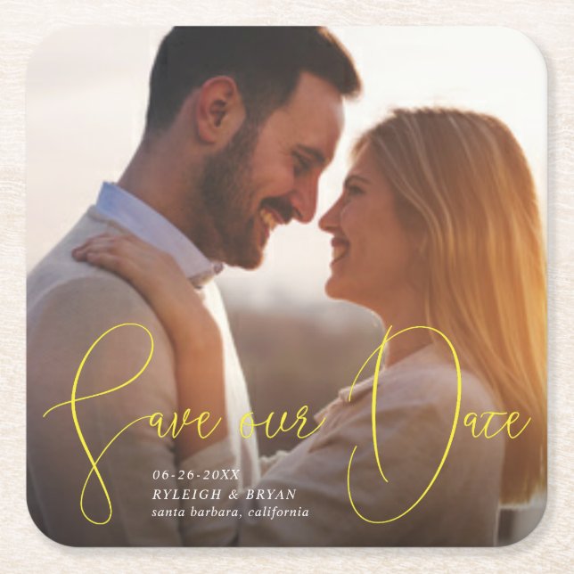 Spara vårt daterar förädlad linjer slätar underlägg papper kvadrat (Framsidan)