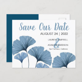 Spara vårt datum Blue & White Bröllop Meddelande Vykort