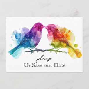 Spara vårt datum LGBTQ+ Rainbow Lovebird Tilläggskort