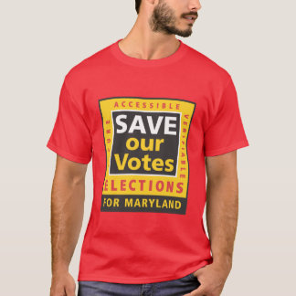 SPARA vårt röstar logotypen i MD-färger T-shirt