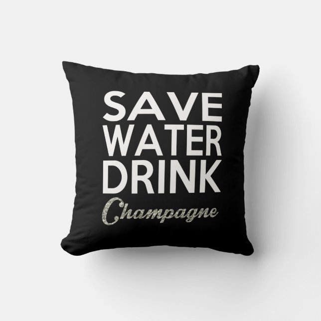 Spara Vatten Drick Champagne Kudde (Framsida)