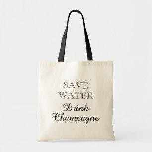 SPARA VATTEN Drick CHAMPAGNE roliga canvas-totesar Tygkasse