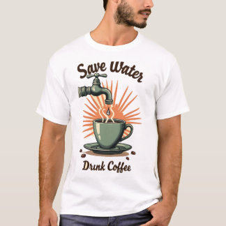 Spara Vatten Drick Kaffe T Shirt