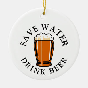 Spara Vatten Drink Beer Julgransprydnad Keramik
