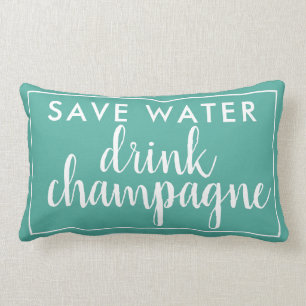 Spara Vatten Drink Champagne Aqua Grönt Lumbarkudde