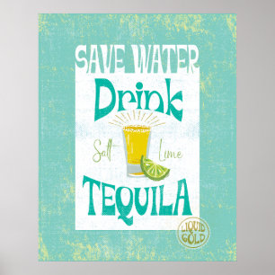 Spara Vatten Drink Tequila Boho Cowgirl Southwest Poster