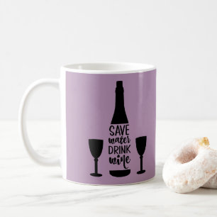 Spara Vatten Drink Vin Black Flaska 2-glasögon Kaffemugg