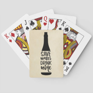 Spara Vatten Drink Vin Black Flaska Silhouette Casinokort