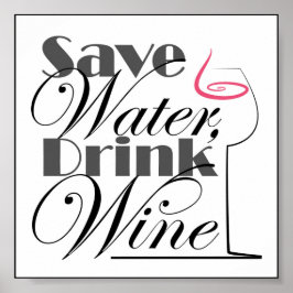 Spara Vatten, Drink Vin, design Poster