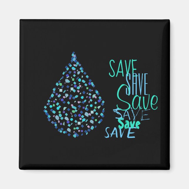 Spara Vatten Droppe Funky Magnet (Framsidan)