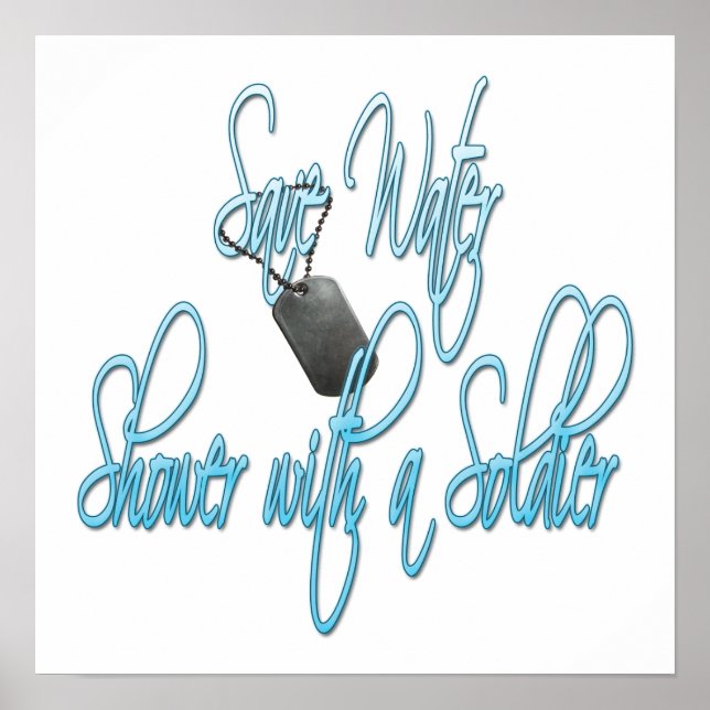 Spara Vatten Shower med soldat Poster (Framsidan)