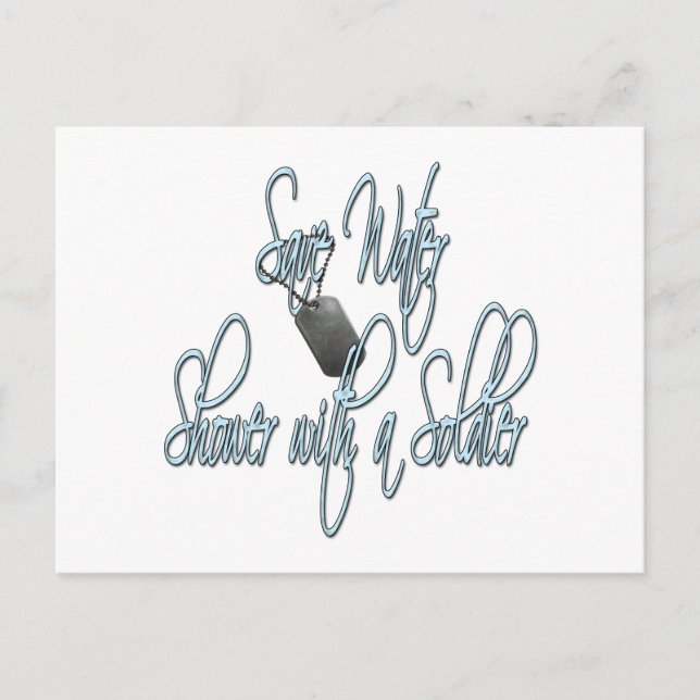 Spara Vatten Shower med soldat Vykort (Framsida)