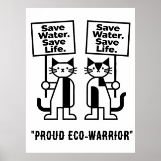 Spara Vatten Spara Liv Söt Minimalistisk Kattaktiv Poster
