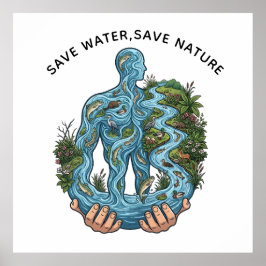Spara Vatten Spara Naturen Ekologisk Miljömedveten Poster