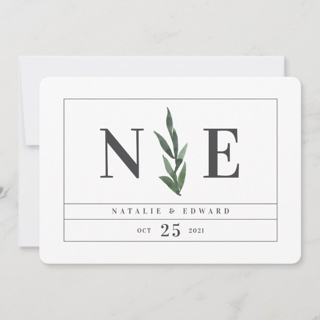 spara vattenfärg blommig datum med blad spara datumet (Framsida)